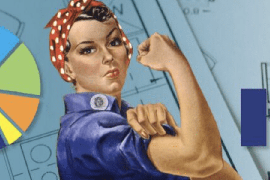 Vintage woman flexing her muscles